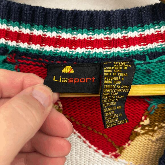 VTG Liz Sport Golf Cardigan Ugly Sweater Contest Winner Ramie Cotton Size M - Picture 5 of 6